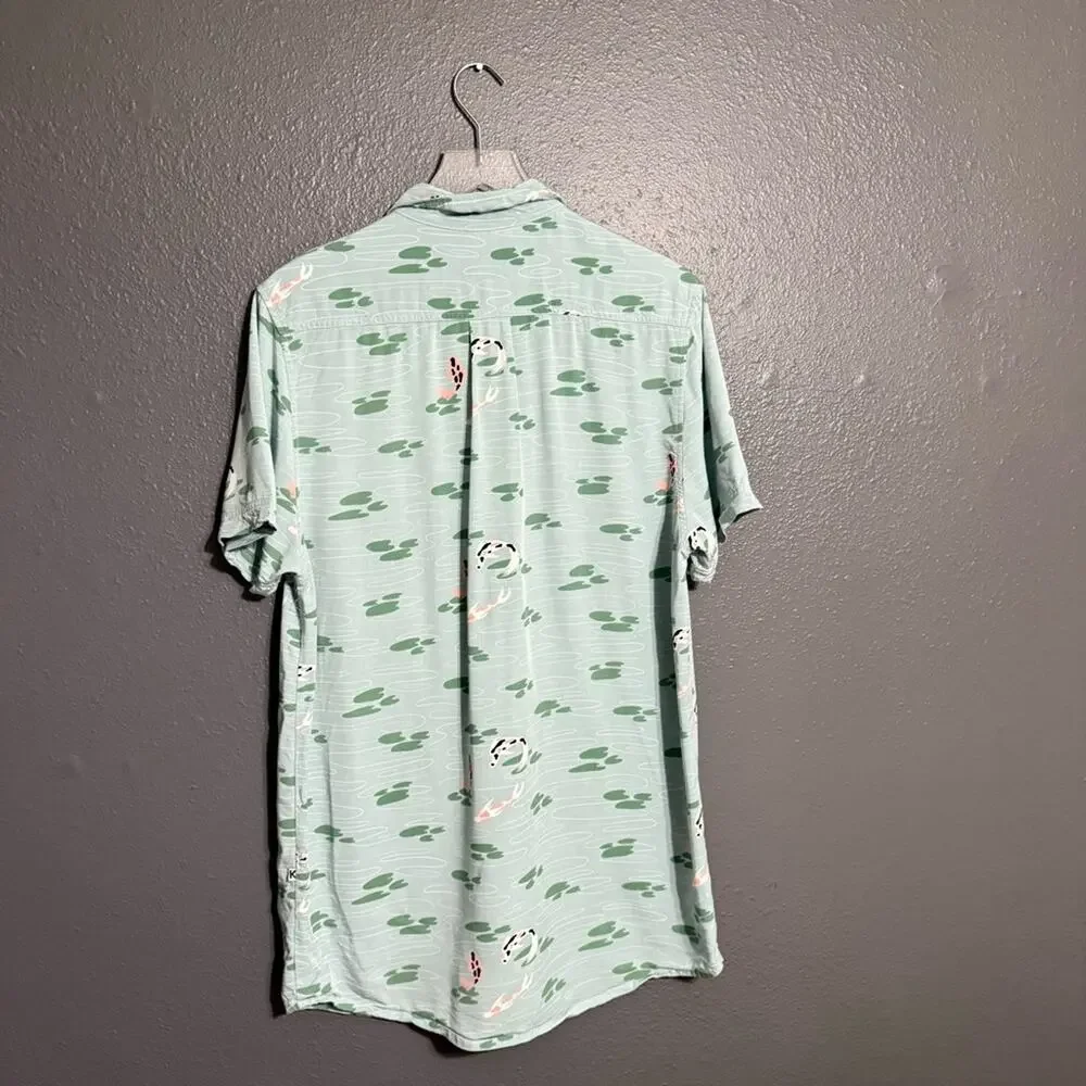 Kickee Koi Short Sleeve Button Down Size L